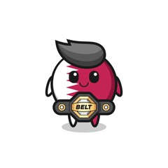 the MMA fighter qatar flag badge mascot with a belt