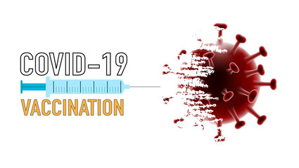 Vaccination and syringe for Coronavirus Covid-19 prevention concept, Vector illustration
