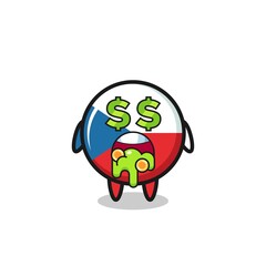 czech republic flag badge character with an expression of crazy about money