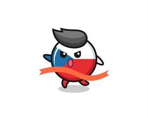 cute czech republic flag badge illustration is reaching the finish
