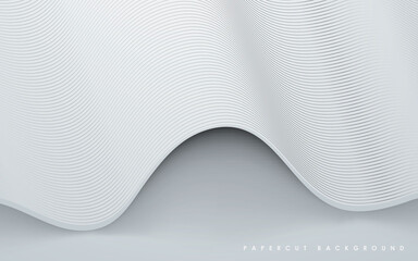 Dynamic wavy white papercut layers background