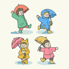 Kids playing when rainy day