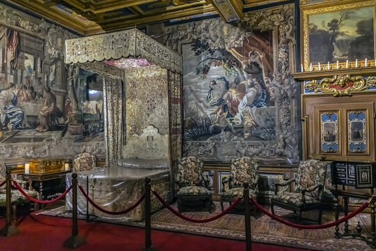 Interior of Cheverny Castle. Cheverny located between Blois and Chambord and a few kilometers below Cheverny village, UNESCO World Heritage Site. CHEVERNY, FRANCE. June 10, 2015.