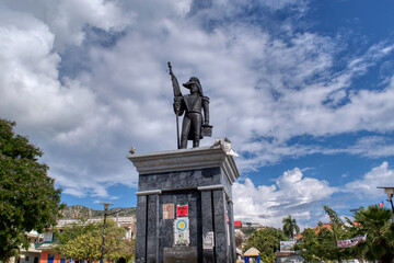 Jean-Jacques Dessalines Statue in front of Cathédrale Notre-Dame du Cap-Haitien