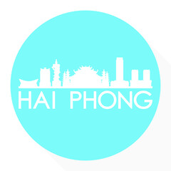 Haiphong, Vietnam Round Button City Skyline Design. Silhouette Stamp Vector Travel Tourism.