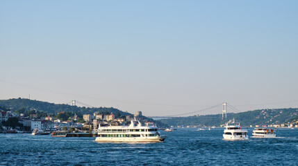 Istanbul. View of the Bosphorus and Rumeli Hisar with the Fatih Sultan Mehmet Bridge