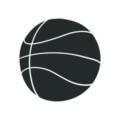 Basketball Ball Icon Silhouette Illustration. Team Sport Vector Graphic Pictogram Symbol Clip Art. Doodle Sketch Black Sign.