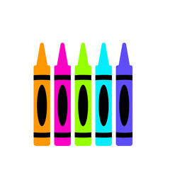 Crayons. Colorful wax pencils collection.