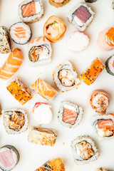 food, sushi, fish, japanese, rice, seafood, meal, dinner, plate, roll, cuisine, gourmet, salmon, asia, japan, lunch, dish, appetizer, raw, healthy, snack, cheese, bread, fresh, delicious, seaweed, mak