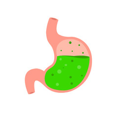 Acidity, Upset, Pain. Healthy food nutrition, stomach concept