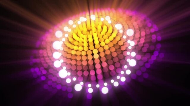 Animation of christmas decoration fairy lights with copy space over shimmering yellow and pink dots