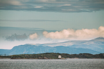 Alesund Islands, Norway. View Of Giske Skyline In Summer Day