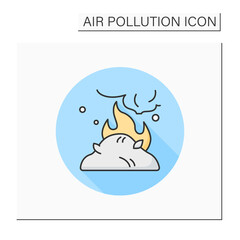 Agricultural emissions color icon. Incineration of agricultural waste. Industrial smog, biohazard emissions. Environment pollution and ecology damage concept. Isolated vector illustration