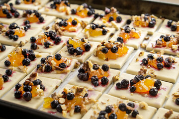 a simple recipe from frozen dough.Puff pastry recipe.food concept