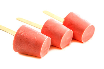 Three popsicles on white background
