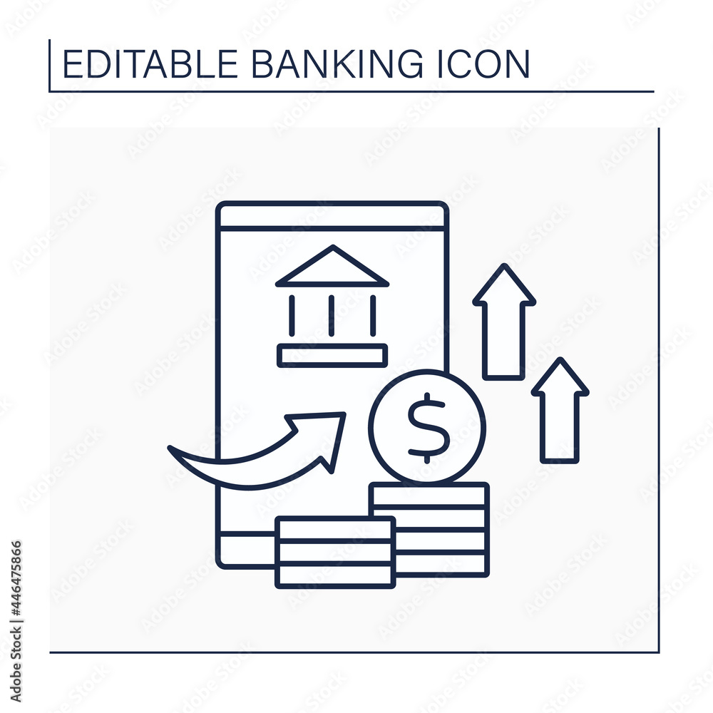 Poster overdraft line icon. exceeding credit limit. deficit in bank account. banking functions concept. iso