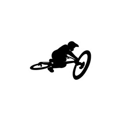 Silhouette Mountain Bike BMX Jump in Flat Style Logo Design Vector