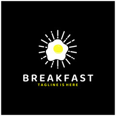 Fried Scrambled Egg Icon, Yolk in Shape of Sun Shining, Breakfast Menu, Cute Cartoon Food Flat Design Vector Illustration