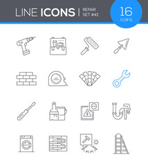 Repair services - line design style icons set