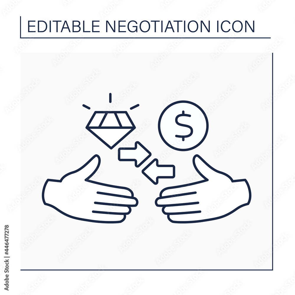 Poster logrolling line icon. trading acts across issues in conversation. business. handshake. negotiation c