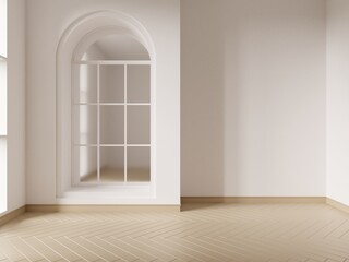 Interior design empty room tones white room with classic windows.3d render
