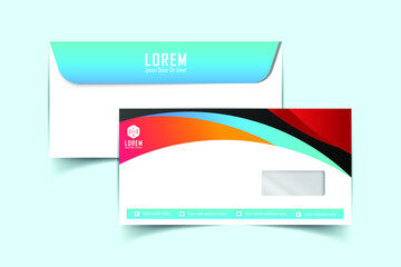 DL Envelope template front and back view. Template for advertising, branding and corporate identity. Envelope with window. DL Envelopes mockup for design. Vector illustration. EPS 10