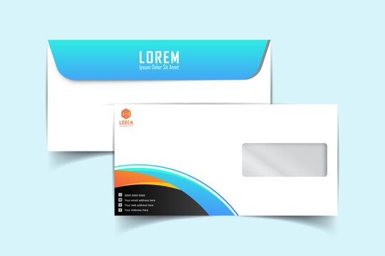 DL Envelope template front and back view. Template for advertising, branding and corporate identity. Envelope with window. DL Envelopes mockup for design. Vector illustration. EPS 10