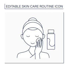 Cosmetology line icon. Face toner. Cleaning face from oil and stubborn dirt.Beauty procedure.Skin care routine concept. Isolated vector illustration. Editable stroke