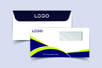 DL Envelope template front and back view. Template for advertising, branding and corporate identity. Envelope with window. DL Envelopes mockup for design. Vector illustration. EPS 10