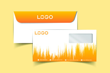 DL Envelope template front and back view. Template for advertising, branding and corporate identity. Envelope with window. DL Envelopes mockup for design. Vector illustration. EPS 10