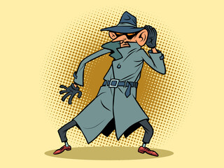 a spy eavesdrops on conversations, a big ear. State espionage