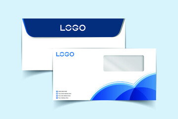DL Envelope template front and back view. Template for advertising, branding and corporate identity. Envelope with window. DL Envelopes mockup for design. Vector illustration. EPS 10