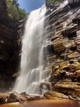 waterfall in the mountains len&ccedil;ois chapada diamantina cachoeira do mosquito bahia brazil
