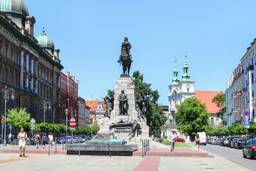 KRAKOW, POLAND - JUNE 30, 2021: Pomnik Grunwaldzki monument
