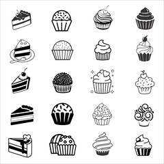 set of cakes and cupcakes 