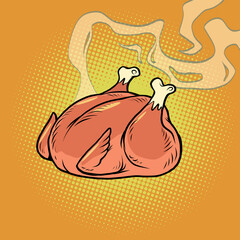 Fried chicken or turkey. christmas dish. Poultry meat