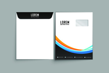 Envelope design. A4 Envelope vector design. A4 Envelope Mockup. Paper envelope A4 set isolated on color background. Stationery Template Design Kit. vector illustration.