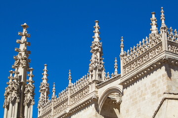 Fototapeta na wymiar Gothic style cathedral exterior with pinnacles