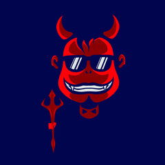 Devil demon man funny face logo. Colorful design with dark background. Abstract vector illustration.