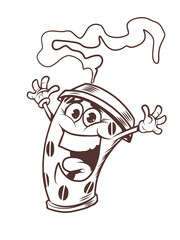 character coffee cup, hot drink coffee shop and restaurant, breakfast