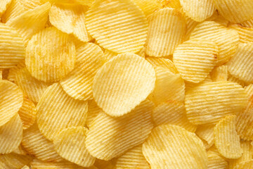 crispy golden potato chips snack texture background
