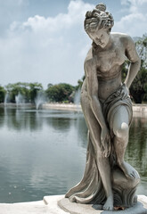 Fototapeta na wymiar ancient statue of the Greek goddess in Bang Pa-in Pales Park