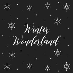 Fototapeta na wymiar Winter Wonderland, Christmas Greeting Card, Holiday Banner, Holiday Background, Christmas Card, Holiday Card, Decor with Snowflakes and Stars Vector Illustration Background