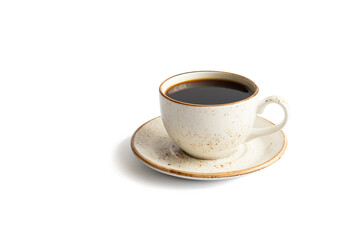 Cup of black coffee isolated on a white background. Hot coffee in cup.