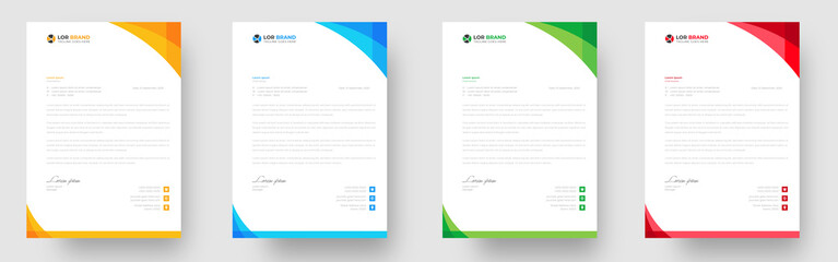 Obraz premium corporate modern letterhead design template with yellow, blue, green and red color. creative modern letter head design template for your project. letterhead, letter head, Business letterhead design.