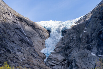 Briksdalsbreen, (Briksdal Glacier), one of the most accessible arms of the Jostedalsbreen Glacier...