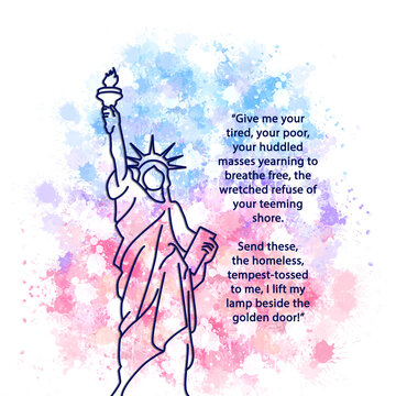 Statue of Liberty sculpture with sonnet colossal neoclassical style statue