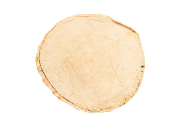 Grilled pitta bread isolated on white background.