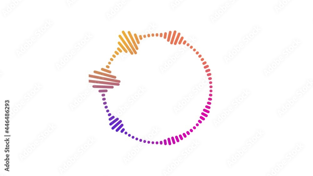 Aufkleber color animation of a circle of waveform audio with progress bar. reactive audio spectrum waveform vi