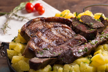 grilled chops with vegetables